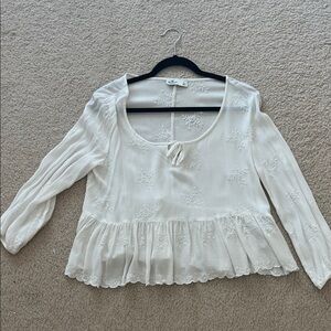 Hollister Cream Embroidered Blouse